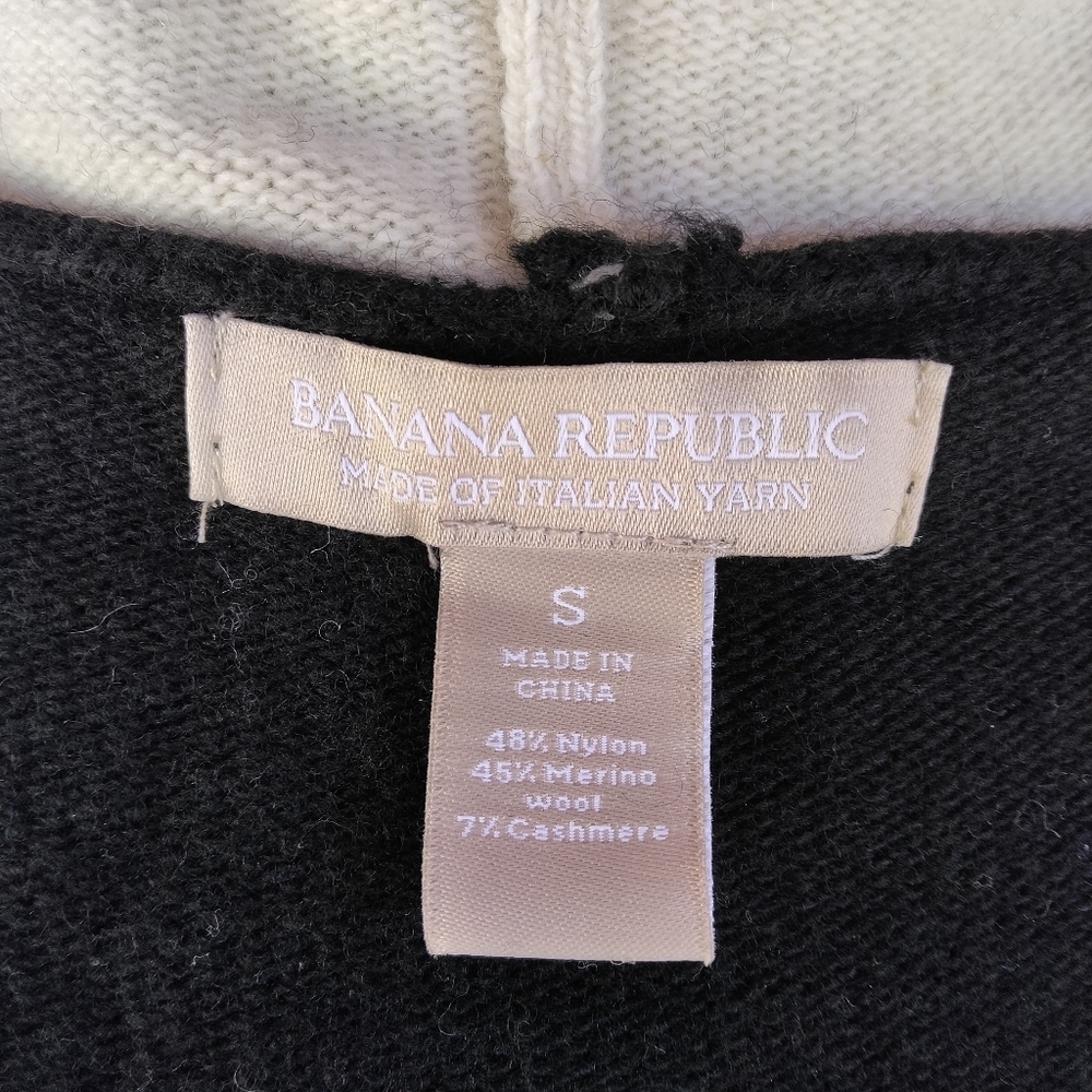 Banana Republic Italian Yarn Black Cream Drape Open Front Cardigan Size Small - Picture 8 of 8